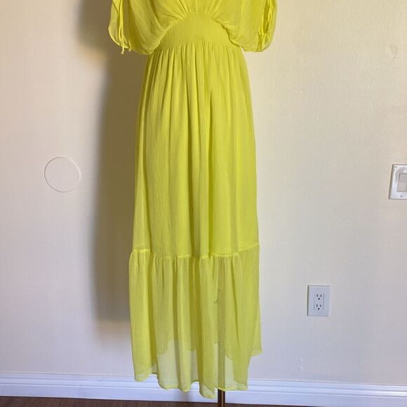 VERO MODA Aware Neon Yellow Cap Sleeve Ruffle Midi Dress Size XS NWT - Picture 6 of 15
